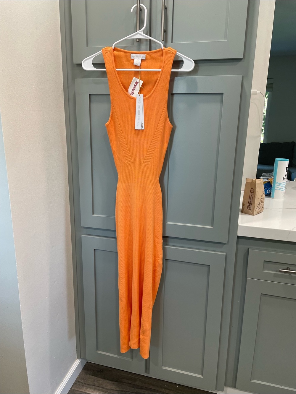 House of Harlow 1960 Orange Ribbed Tank Maxi Dress